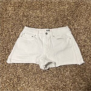 PINK High-Waisted White Denim Shorts